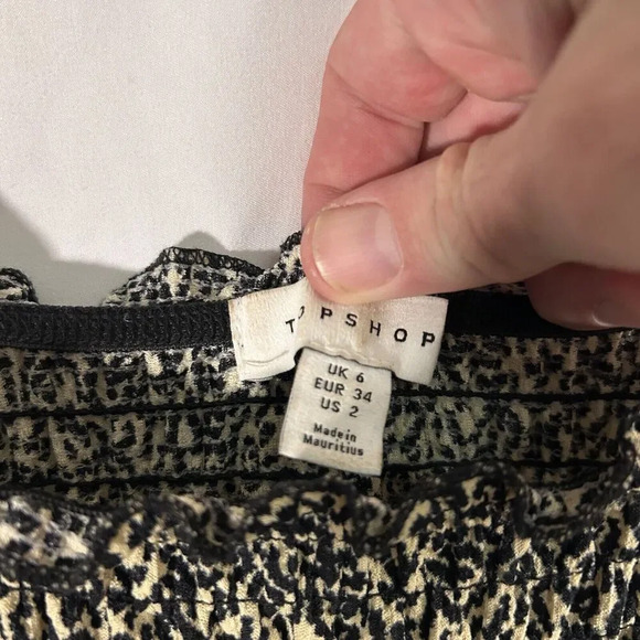 Topshop Mini Dress Women's 2 Leapord Print Sleeveless Stretchy Tie Spaghetti Str - Picture 5 of 9